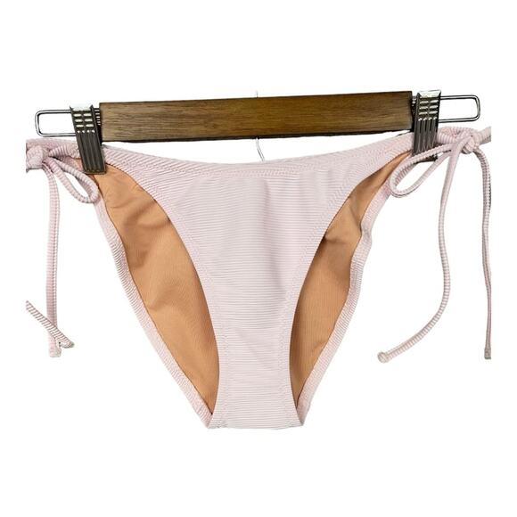 J. Crew Ribbed High Cut‎ Hipster String Bikini Bottom in Pink Size Small NWT - Picture 1 of 7